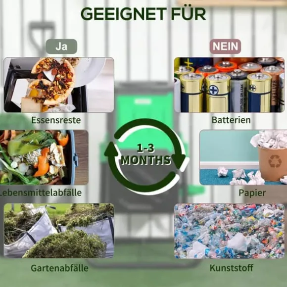 Outsunny Roterbar Kompostkværn 65L - Hurtig Havekompostbeholder af Plast