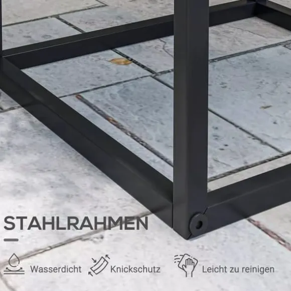 Outsunny Sæt med 2 Plantestativer i Sort Stål - Stilfulde Blomsterstativer til Indendørs og Udendørs Brug