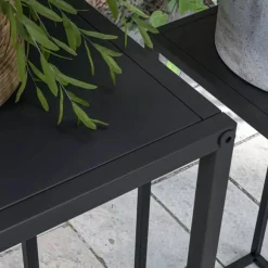 Outsunny Sæt med 2 Plantestativer i Sort Stål - Stilfulde Blomsterstativer til Indendørs og Udendørs Brug