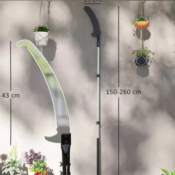 Outsunny Teleskop Astsalg 1.5-2.6m - Metal, Sølv - Justerbar grenklipper med sav til høje grene