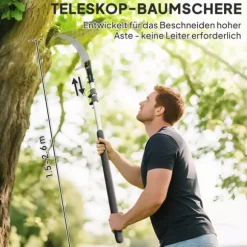 Outsunny Teleskop Astsalg 1.5-2.6m - Metal, Sølv - Justerbar grenklipper med sav til høje grene