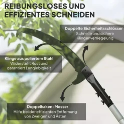 Outsunny Teleskop Astsalg 1.5-2.6m - Metal, Sølv - Justerbar grenklipper med sav til høje grene