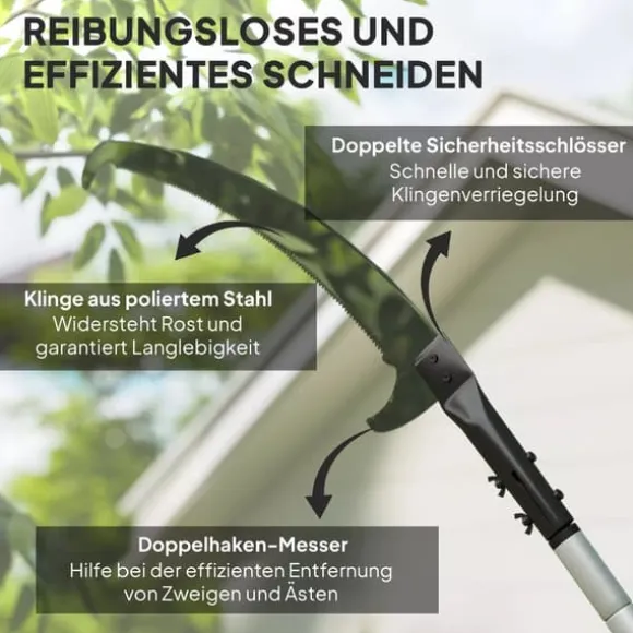 Outsunny Teleskop Astsalg 1.5-2.6m - Metal, Sølv - Justerbar grenklipper med sav til høje grene