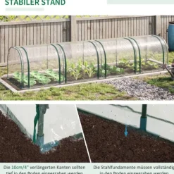 Outsunny Tunneldrivhus til planter - Folievægsthus med dør - PVC i klar farve - 395 x 100 x 80 cm