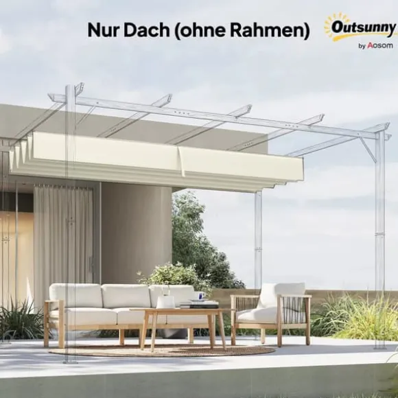 Outsunny Udskifteligt Tag til Pergola 2,85 x 2 m, Vandafvisende, UV30+, Polyester, Cremhvid