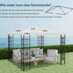 Outsunny Udskiftningstag til Pavillon 3x3m, Vandtæt Oxford Polyester, Lysegrå