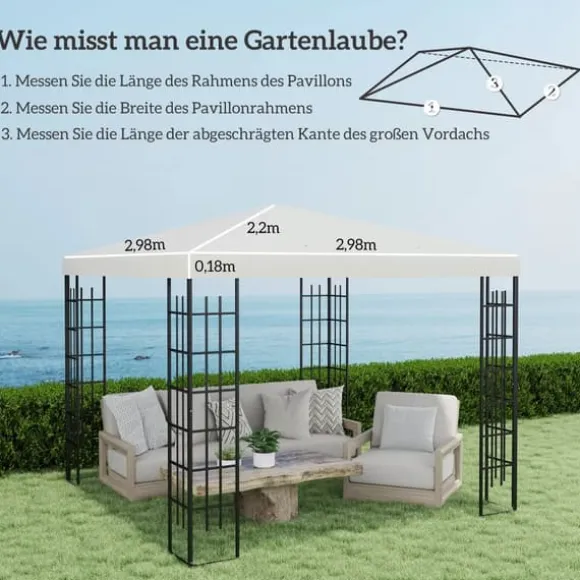 Outsunny Udskiftningstag til Pavillon 3x3m, Vandtæt Oxford Polyester, Lysegrå