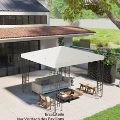 Outsunny Udskiftningstag til Pavillon 3x3m, Vandtæt Oxford Polyester, Lysegrå