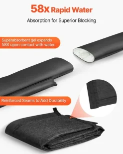 Oversvømmelsesspærre - Vandaktiverede sandfri sandsække 4-pak - 153 x 21 cm - Genanvendelig - Vandabsorberende barriere - Til dør, kælder, garage