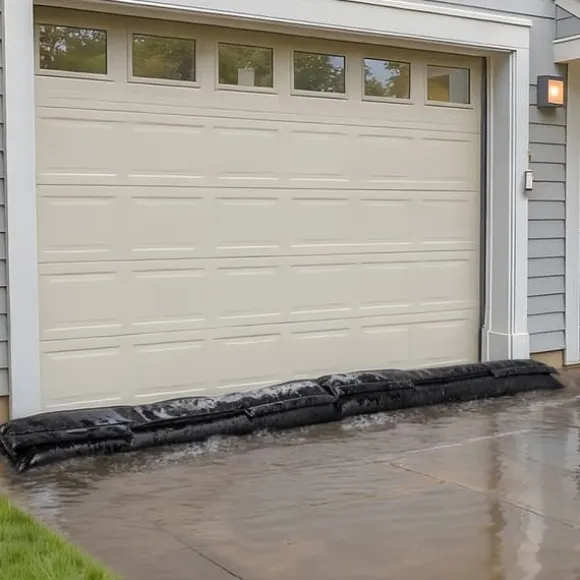 Oversvømmelsesspærre - Vandaktiverede sandfri sandsække 4-pak - 153 x 21 cm - Genanvendelig - Vandabsorberende barriere - Til dør, kælder, garage