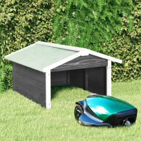 Overtræk til plæneklippere - Living skur til robotplæneklipper 72x87x50 cm fyrretræ grå og hvid