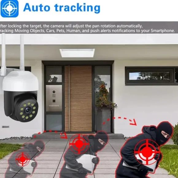 Overvågningskamera, 5MP opløsning, farve natvision,en WiFi-kamera uden kort, EU-stik