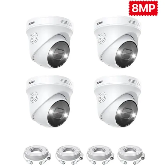 Overvågningskamera, 8MP opløsning, farve natvision,8MP 4PK