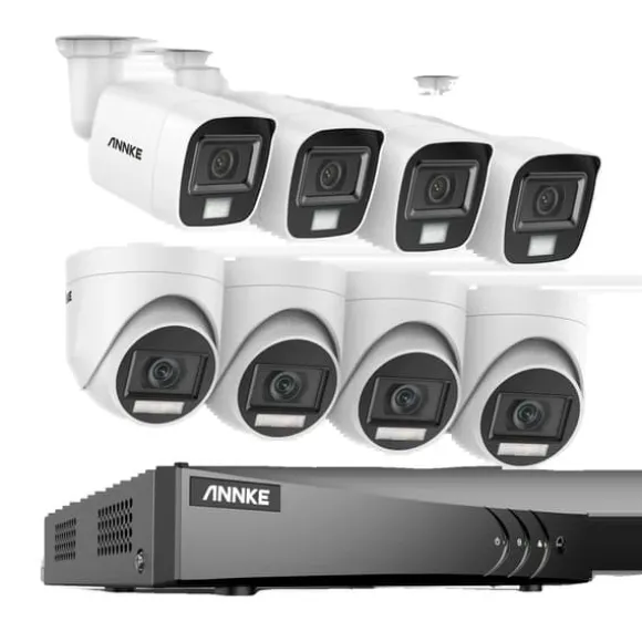 Overvågningskamera System, 5MP Opløsning, Vejrbestandigt Design,8CH DVR 8Pcs Kits, Ingen