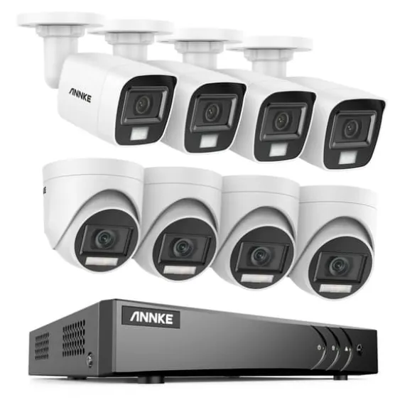 Overvågningskamera System, 5MP Opløsning, Vejrbestandigt Design,8CH DVR 8Pcs Kits, Ingen