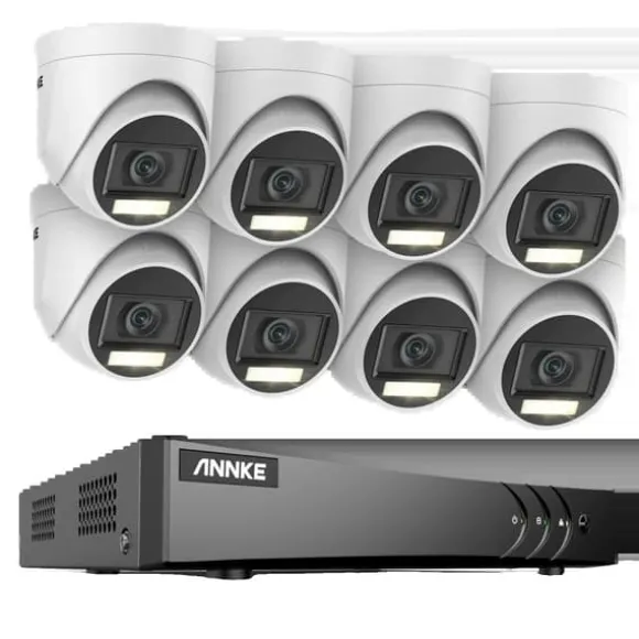 Overvågningskamera System, 5MP Opløsning, Vejrbestandigt Design,8CH DVR 8Pcs Kits, 1T