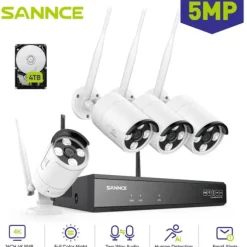 Overvågningskamera System, 5MP Opløsning, Smart Nattesyn,4PCS-a