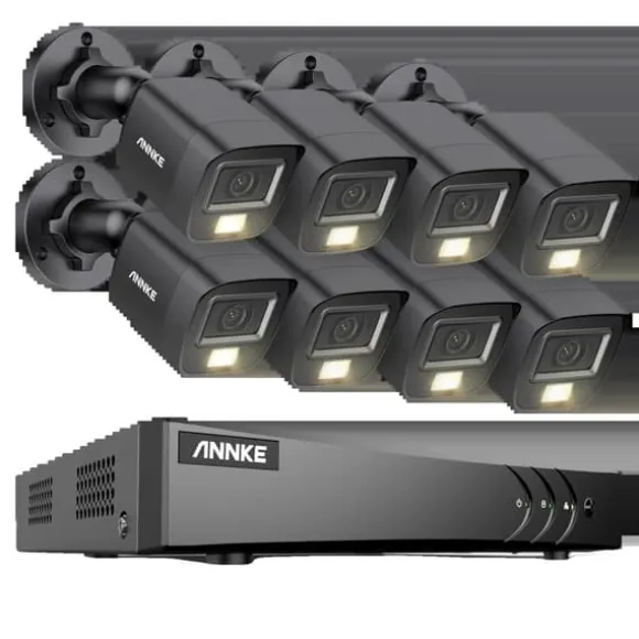 Overvågningskamera System, 5MP Opløsning, Vejrbestandigt Design,8CH DVR 8Pcs Kits, Ingen