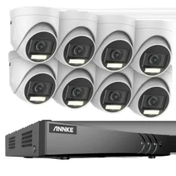 Overvågningskamera System, 5MP Opløsning, Vejrbestandigt Design,8CH DVR 8Pcs Kits, Ingen