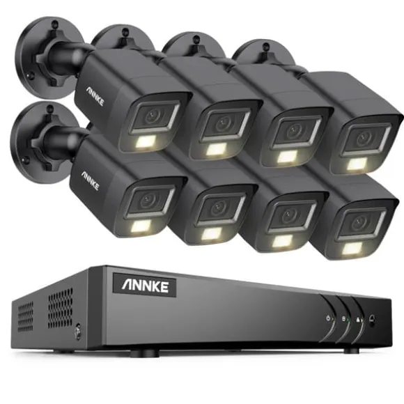 Overvågningskamera System, 5MP Opløsning, Vejrbestandigt Design,8CH DVR 8Pcs Kits, 1T