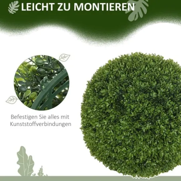 2-pak buksbomkugler 40 cm, kunstige, til hjem, kontor & have