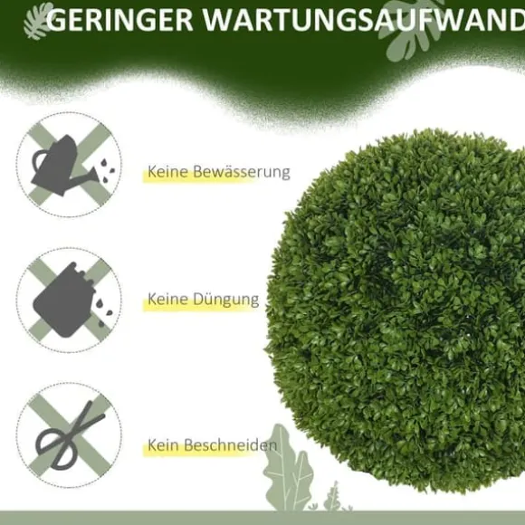 2-pak buksbomkugler 40 cm, kunstige, til hjem, kontor & have