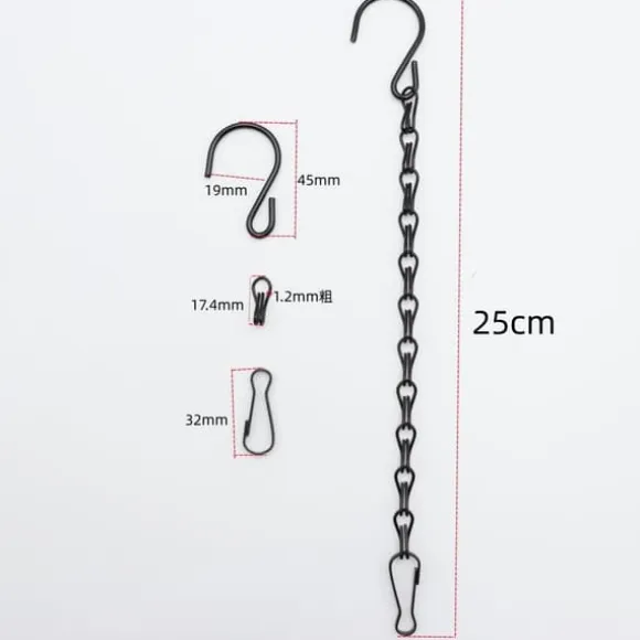 2-pak fuglefoderhuse, urtepotter, lanterner og dekorative kæder (sort, 25 cm)