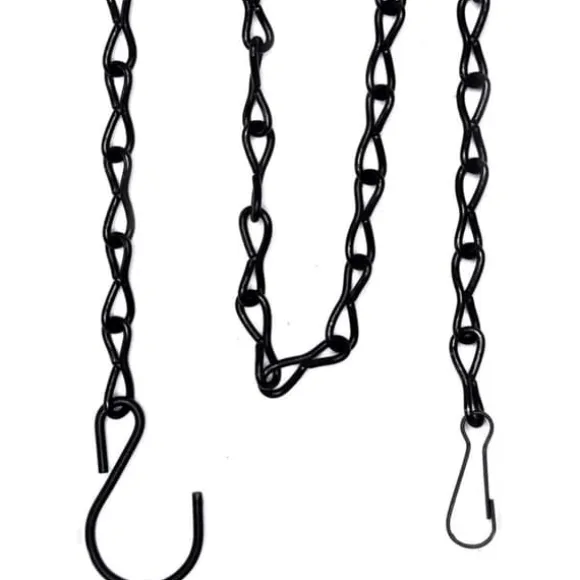 2-pak fuglefoderhuse, urtepotter, lanterner og dekorative kæder (sort, 25 cm)
