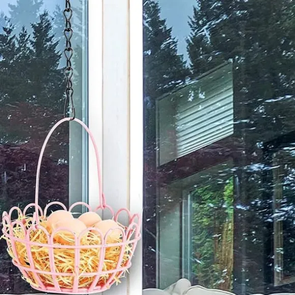 2-pak fuglefoderhuse, urtepotter, lanterner og dekorative kæder (sort, 25 cm)