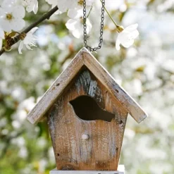 2-pak fuglefoderhuse, urtepotter, lanterner og dekorative kæder (sort, 25 cm)