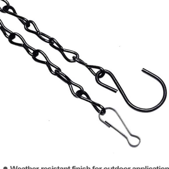 2-pak fuglefoderhuse, urtepotter, lanterner og dekorative kæder (sort, 25 cm)