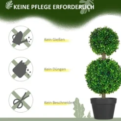 2-pak kunstig buksbom 60 cm dobbeltkugle, UV-beskyttelse, til hjem & have