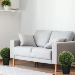 2-pak kunstig ceder 45 cm med potte, dekorative planter til hjem & have