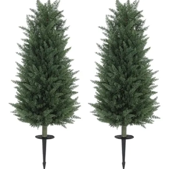 2-pak kunstig cypres 100 cm med jordspyd, naturtro til have & hjem