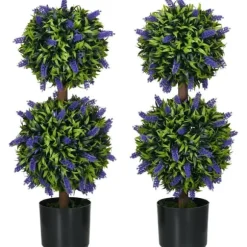 2-pak kunstig lavendel 70 cm med potte, UV-beskyttelse, til hjem & have