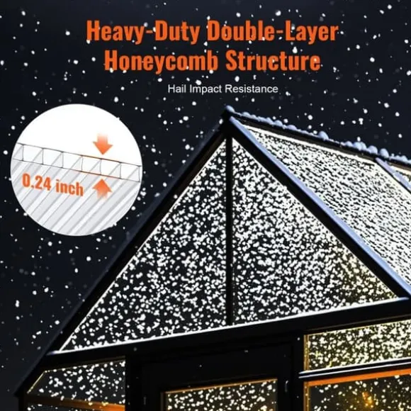 15-pak polycarbonat drivhuspaneler 2x4', 0,24'' tykkelse, UV-beskyttelse, holdbare tagplader til drivhus.