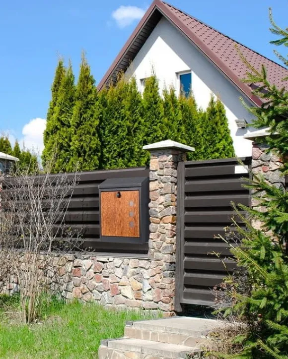 Pakkepostkasse - 43x24x52 cm - metal - antracit, trælook