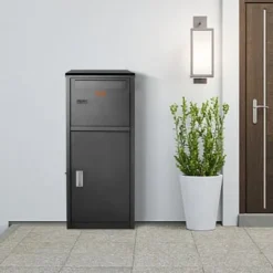 Pakkepostkasse, 41,1x40,1x111,8 cm, Sort, Galvaniseret stål