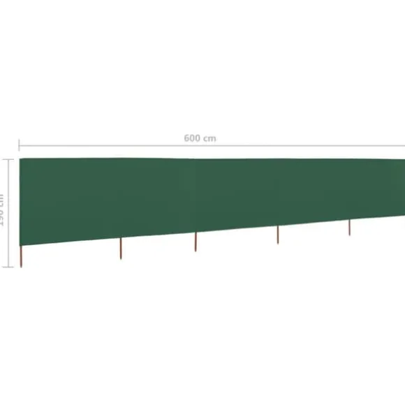 5-panels læsejl 600x160 cm stof grøn - Læsejl - Læskærm - Home & Living
