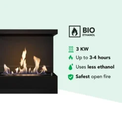 Panorama indbygningsenhed L bioethanol indbygningsovn - Sikker åben ild - 3 KW varme