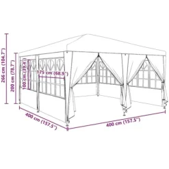 Party Telt Anthracit & Hvid - Rummeligt 400x400 cm | Farve: Anthracit & Hvid | Størrelse: 400x400x266 cm