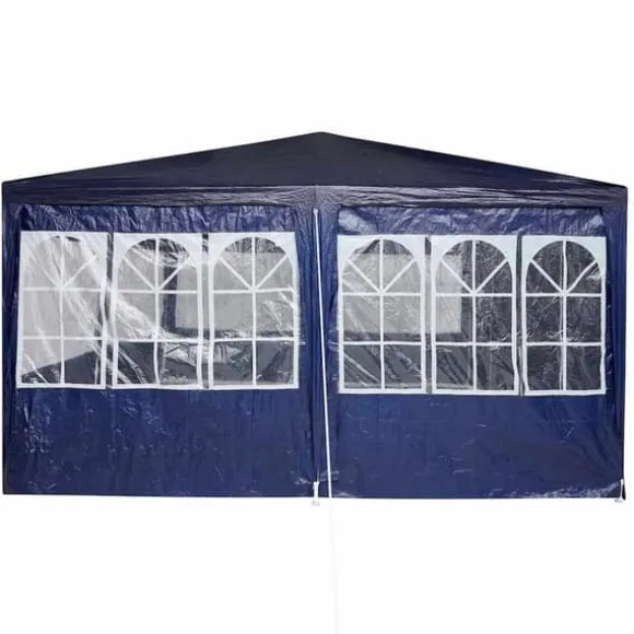 Party Tent - Utendørs Festtelt i Polyester og Stål | Farve: Blå og Hvid | Størrelse: 800x400x266 cm