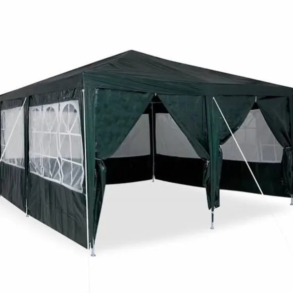 Party Tent Grøn og Hvid - Rummeligt Festtelt til Udendørs Arrangements | Størrelse: 400x400x266 cm