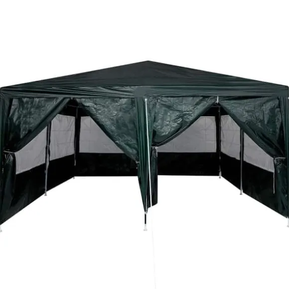 Party Tent Grøn og Hvid - Rummeligt Festtelt til Udendørs Arrangements | Størrelse: 400x400x266 cm