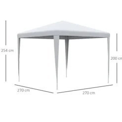 Pavillon 2,7×2,7 m vandafvisende og vinterfast, hvid