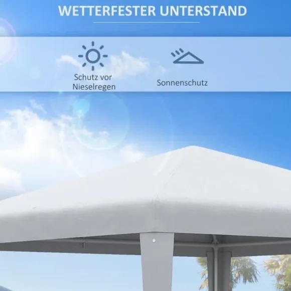 Pavillon 2,7×2,7 m vandafvisende og vinterfast, hvid