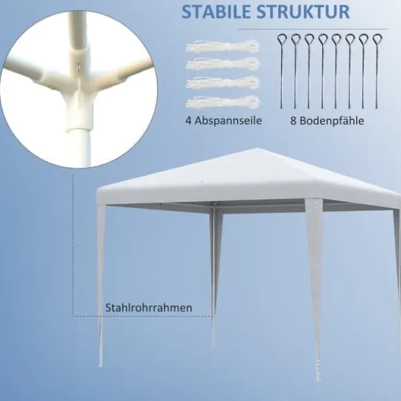 Pavillon 2,7×2,7 m vandafvisende og vinterfast, hvid