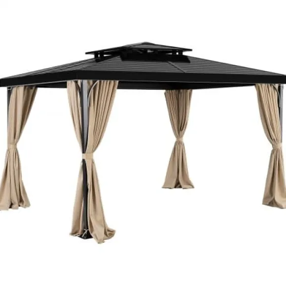 Pavillon Gardiner, 340x283x203 cm, Khaki, Vandtæt Polyester