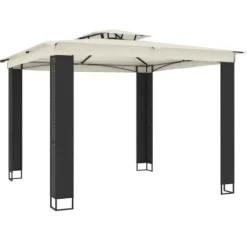 Pavillon med dobbelt tag - Stål | Farve: Creme | Størrelse: 2,94x2,94 m
