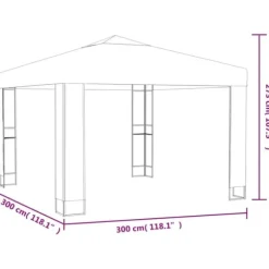 Pavillon med dobbelt tag og LED-lyskæder - Havepavillon | Farve: Antracitgrå | Størrelse: 3x3 m